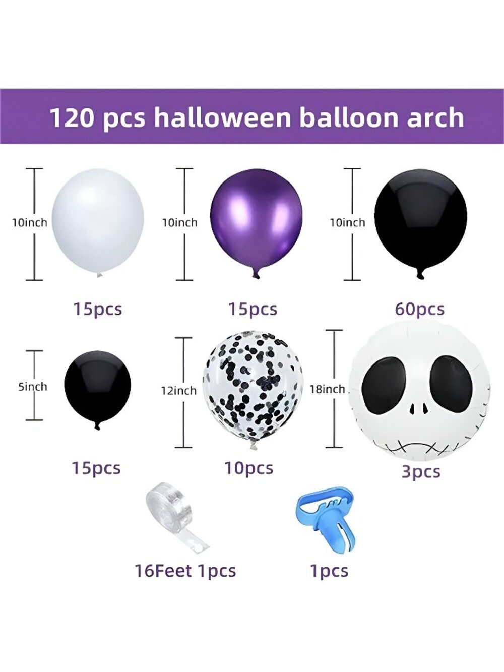 Halloween Garland Arch Kit Purple Black Nightmare Balloon With Skull Balloons